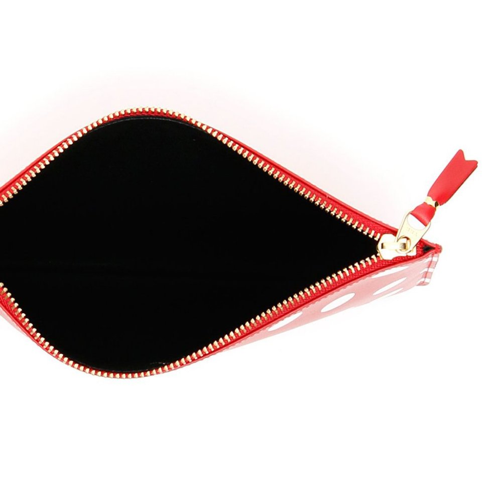 Comme Des Garcons Unisex Polka Dot Leather Wallet Clutch Red - Picture 4 of 4
